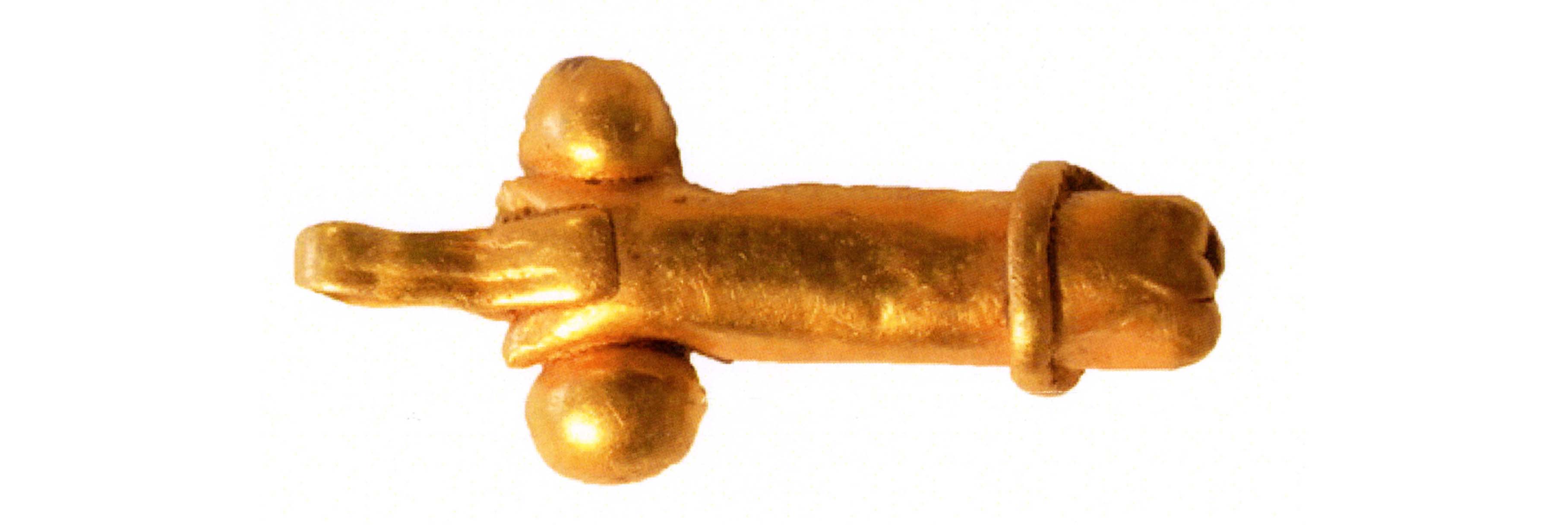 Solid gold Roman pendant shaped like a penis discovered