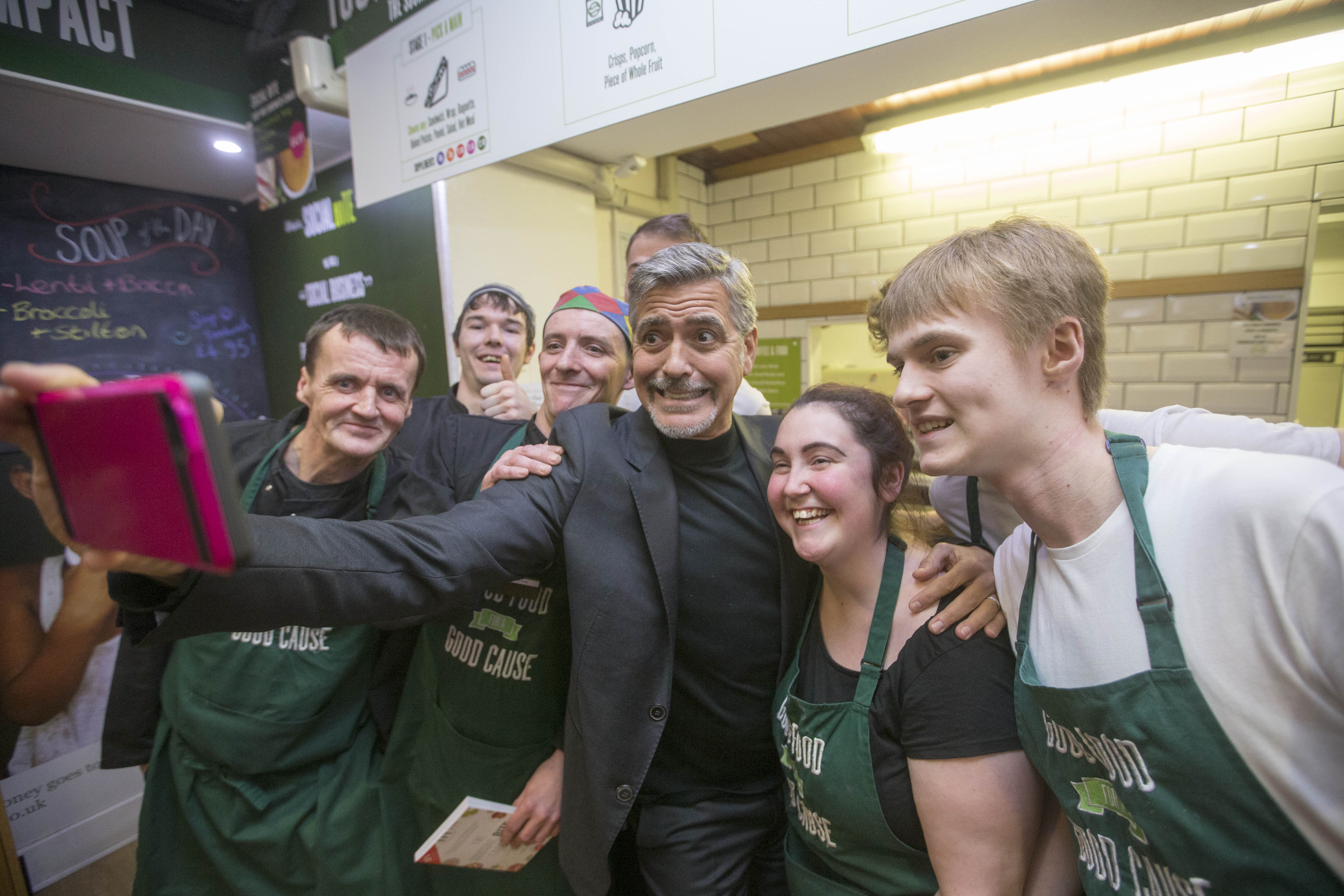 George Clooney visits Scottish sandwich shop, Social Bite, and buys meals for local homeless people