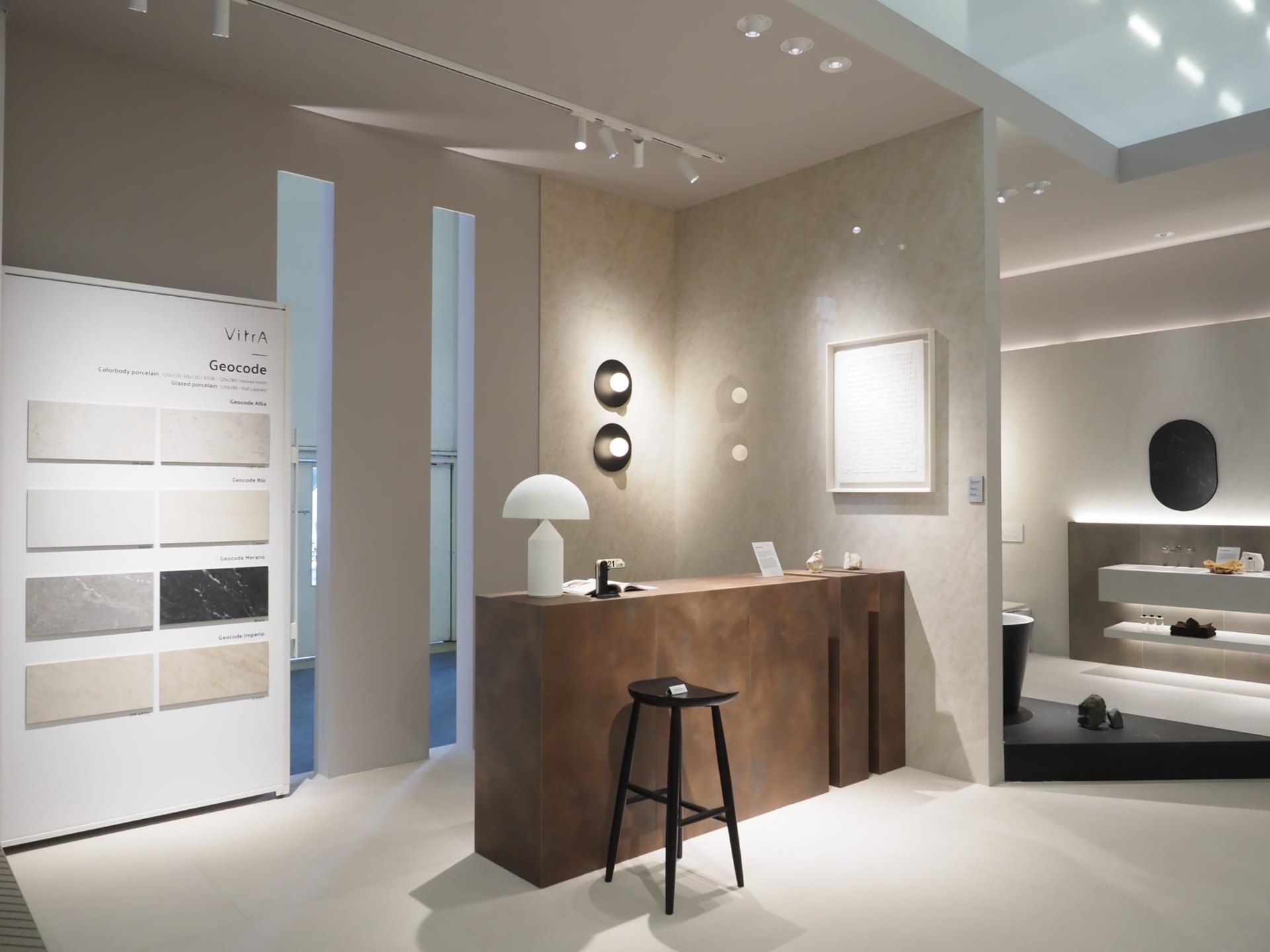 Geocode collection display on the VitrA Tiles stand: With "The Code", VitrA Tiles Sets Out New Codes of Design at the Cersaie Fair