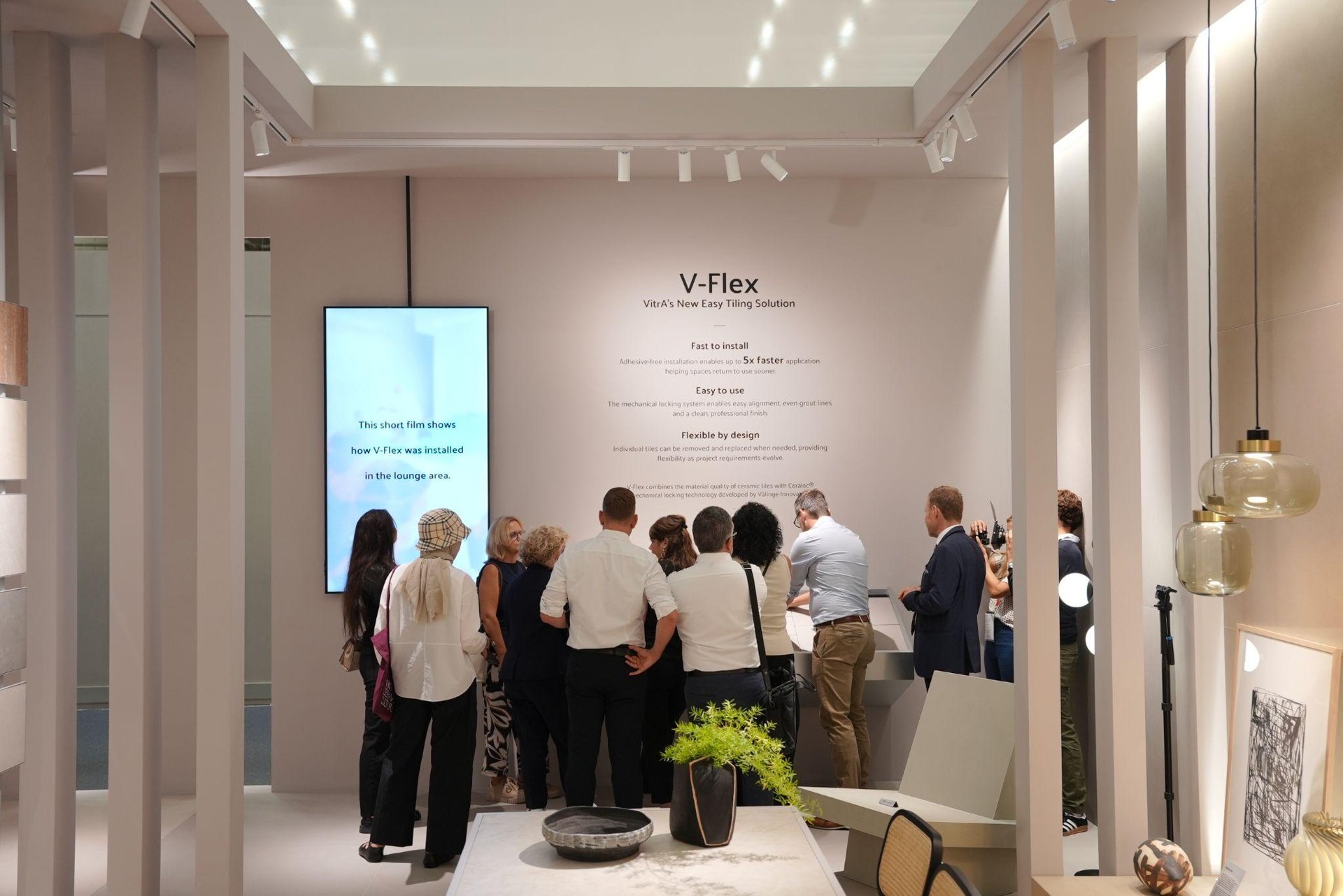 Visitors at the V-Flex installation display: With "The Code", VitrA Tiles Sets Out New Codes of Design at the Cersaie Fair