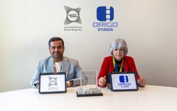 At MIPCOM Cannes, Shams and Origo Studios formalise production hub partnership: representatives of Sharjah Media City (Shams) and Origo Studios at the partnership signing