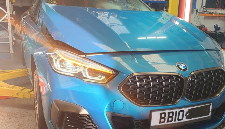 A BMW inside the MT Auto Parts dismantling facility